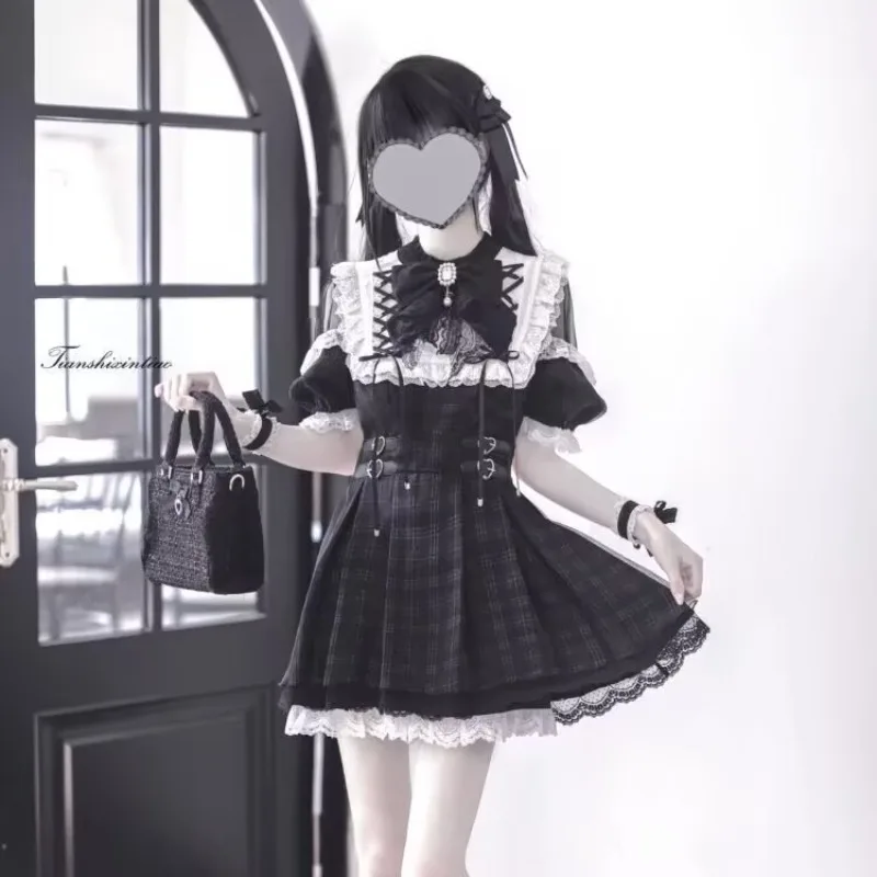 Preppy Style Bow Patchwork Y2k robe femmes mode épaules nues Mini robes de soirée femme Hepburn Chic mince mince robe d'été