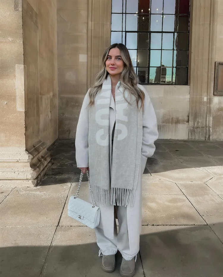 وشاح من الصوف الجاكار للجنسين بنمط حروف ملفوف من الكشمير ملمس ناعم لأزياء الخريف والشتاء #2