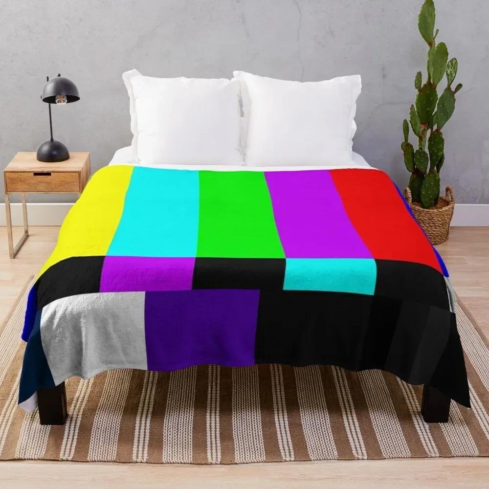 

TV Color Bars White Background Throw Blanket Custom Plaid on the sofa Extra Large Throw Blankets