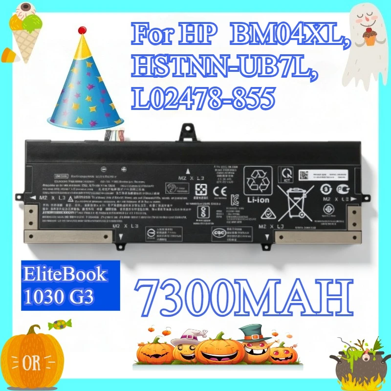 7300mAh Replacement Laptop Battery For HP EliteBook 1030 G3 Part Number BM04XL, HSTNN‑UB7L, L02478‑855,