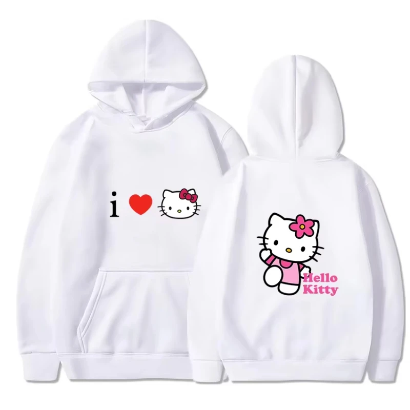 

MINISO 2022, осенняя толстовка для пар Hello Kitty, мужской и женский пуловер, модная зимняя толстовка с капюшоном