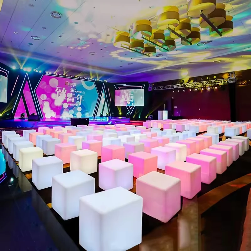 LED cube bar furniture tables and chairs stools rechargeable luminous outdoor furniture for nightclubs garden terrace