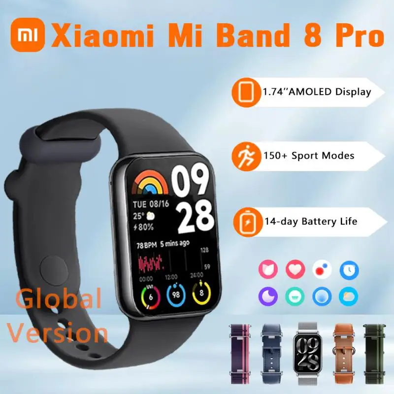 

Xiaomi Mi Band 8 Pro Global Version Smart Wristband 1.74" AMOLED Screen GNSS Blood Oxygen Fitness Traker Waterproof Smart Band