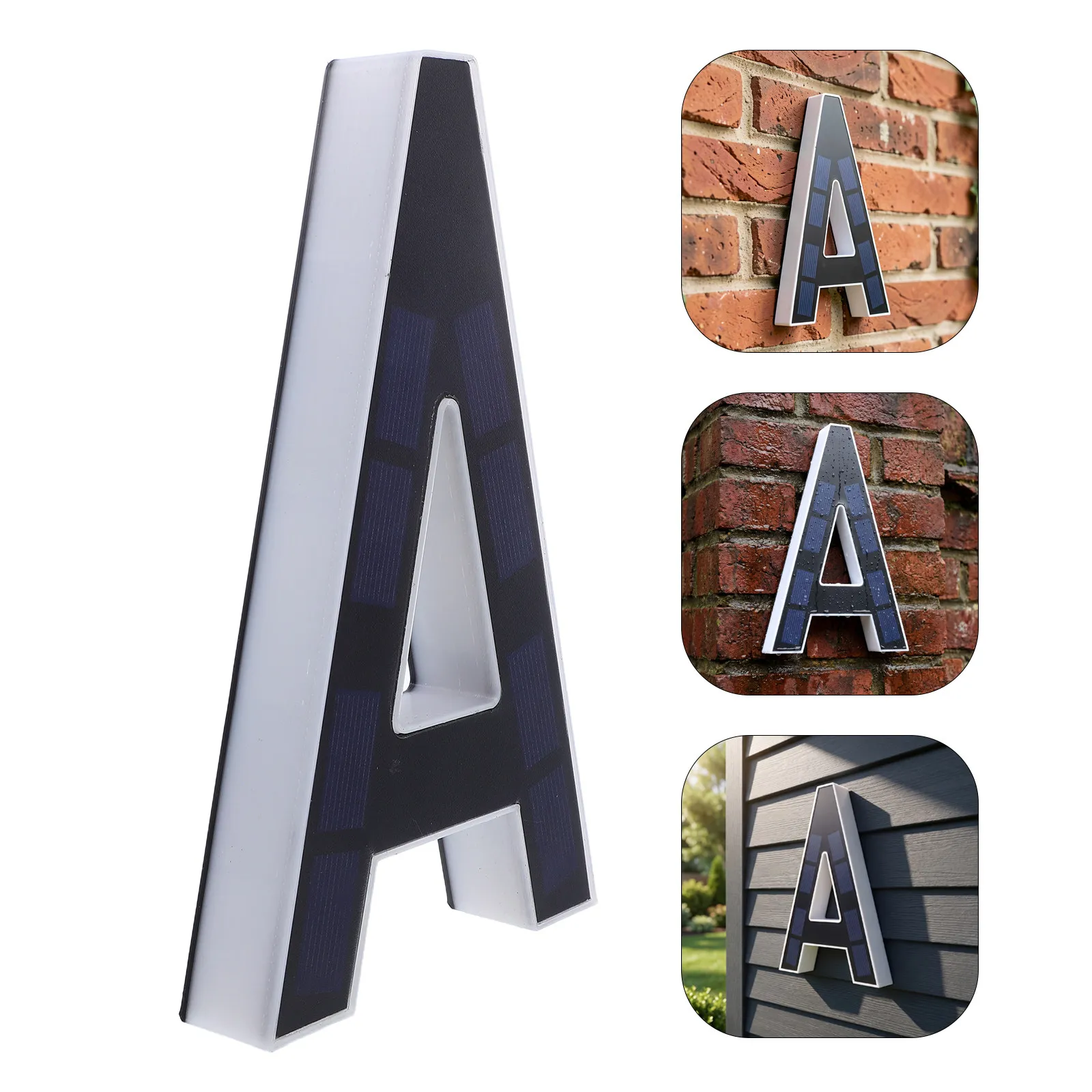 Solar Powered Backlit Vertical Door Number Sign for Outdoor Use, Weatherproof ABS