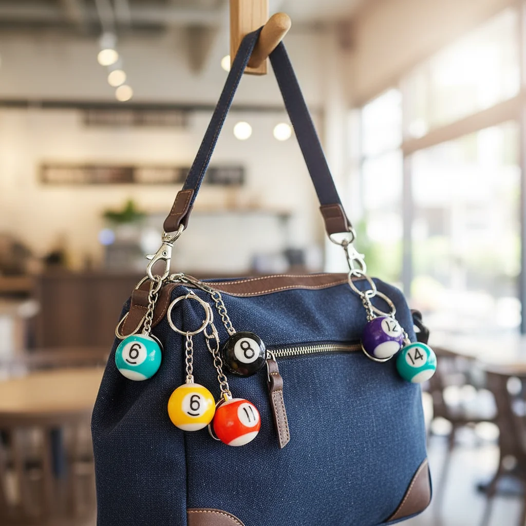Mini Billiard Keychain Lucky Black Snooker No.8 Table Ball Dice Key Ring Men Waist Backpack Pendant Car Key Chain Creative Gift