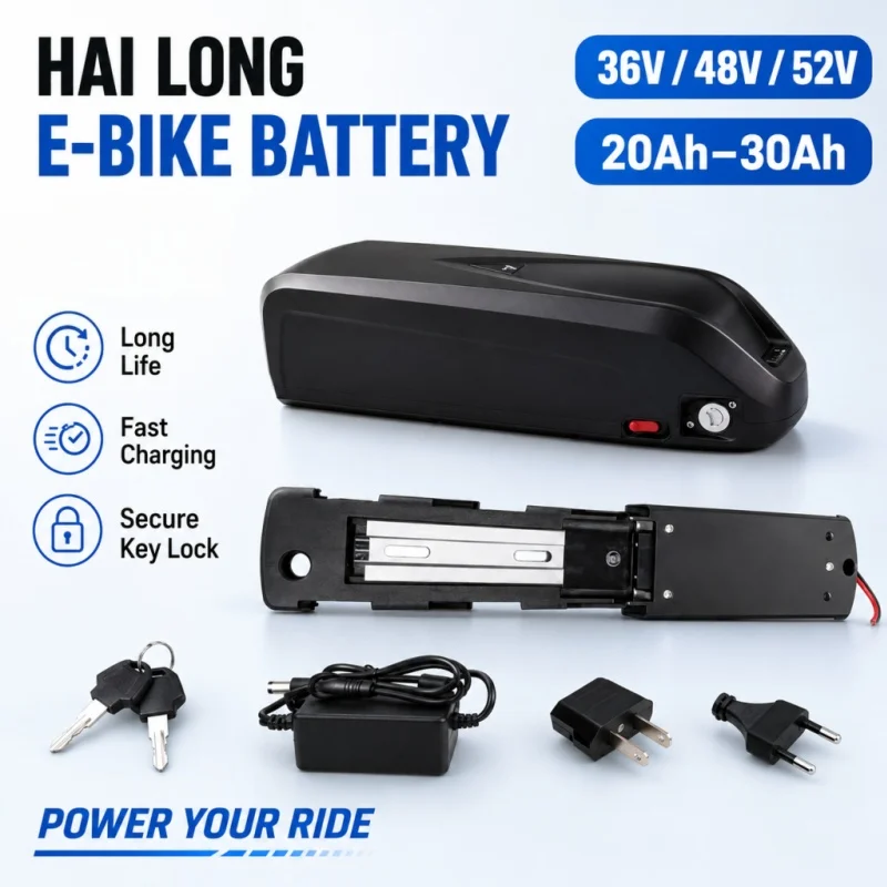 Hailong 36V48V52V lithium battery 20-30Ah large capacity 50A h-version electric vehicle battery BMS protection with key lock