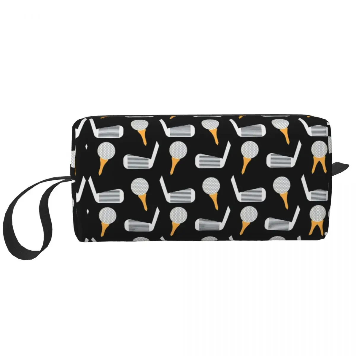 Golf Pattern (BlackOrange) Makeup Bag Cosmetic Storage Dopp Kit Toiletry Cosmetic Bag for Women Beauty Travel Pencil Case