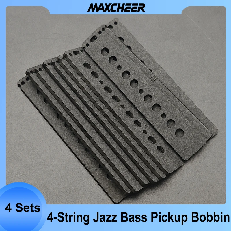 4Sets Jazz Bass Pickup Fiber Bobbin of 4-String JB Bass Pickup DIY Parts Fiber Bobbin Neck or Bridge Black