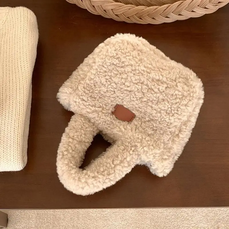 

X90D Women Shoulder Bag Top Handle Bag Plush Crossbody Bag Autumn Winter Handbag