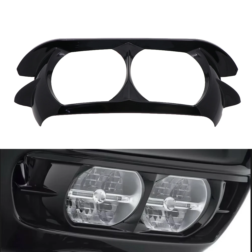 Vivid Black Motorcycle Headlamp Headlight Trim Cover Bezel For Harley Road Glide 2015-2022
