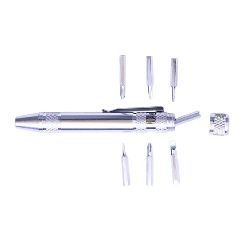 

652F Легкая алюминиевая ручка-отвертка 8 в 1, инструмент для ремонта часов, радио, электроники, многофункциональный инструмент