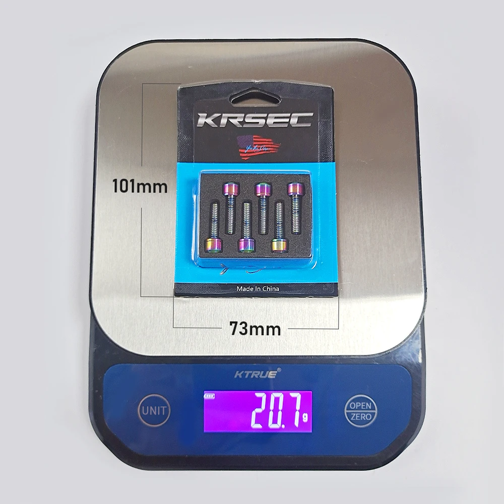 KRSEC Fahrrad-Vorbau-Schrauben aus Titanlegierung, Bremshebelschrauben M5 x 18mm mit Unterlegscheiben-Set für Rennrad und MTB Vorbau (6 Stück) – Detail 4