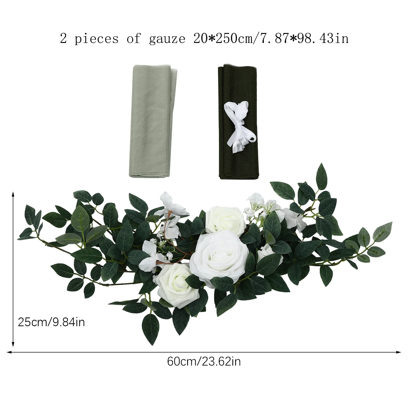 6 قطع من زينة كرسي الزفاف مع أقواس شريطية وأقمشة ثني خضراء للغابات 3 في 1 للاحتفال بحفلات أعياد الميلاد