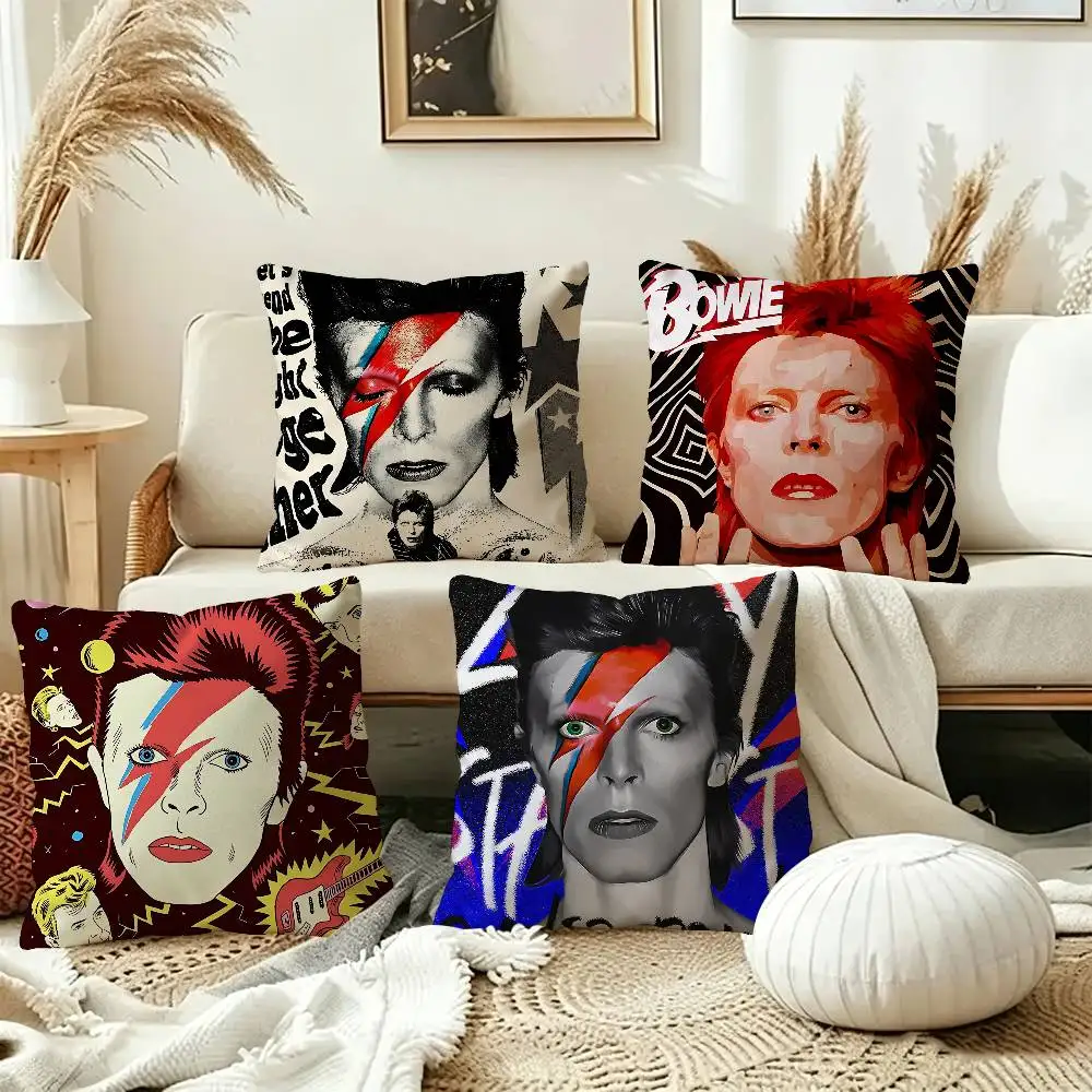 Rock Singer D-David B-Bowie Pillow Covers Cartoon Sofa Decorative Home Double-sided Printing Short Plush Cute Cushion Cover