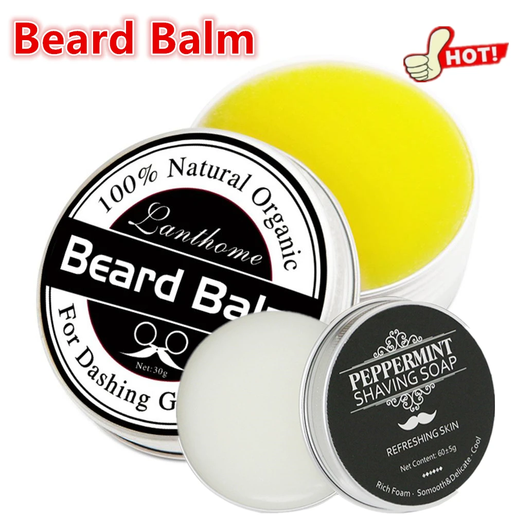 Natural Beard Balm Wax Beard Growth Oil for Men Moisturizing Smoothing Beard Styling Professional Care Cream Skin Care