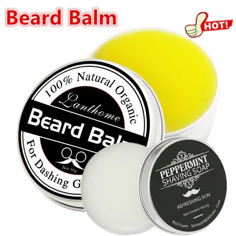 Natural Beard Balm Wax Beard Growth Oil for Men Moisturizing Smoothing Beard Styling Professional Care Cream Skin Care