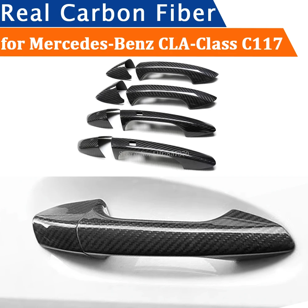 For Mercedes-Benz CLA-Class C117 2013-2018 Car Accessories Real Carbon Door Handle Cover Frame Sticker Exterior Trim Bodykit