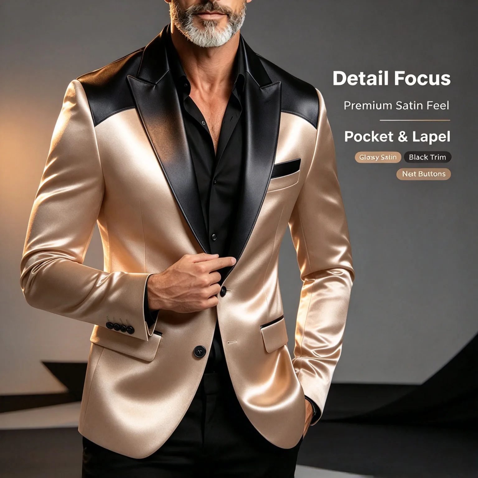 Mens Satin Blazer Slim Fit Two Tone Tuxedo Jacket Peak Lapel Party Wedding Formal Dinner Coat