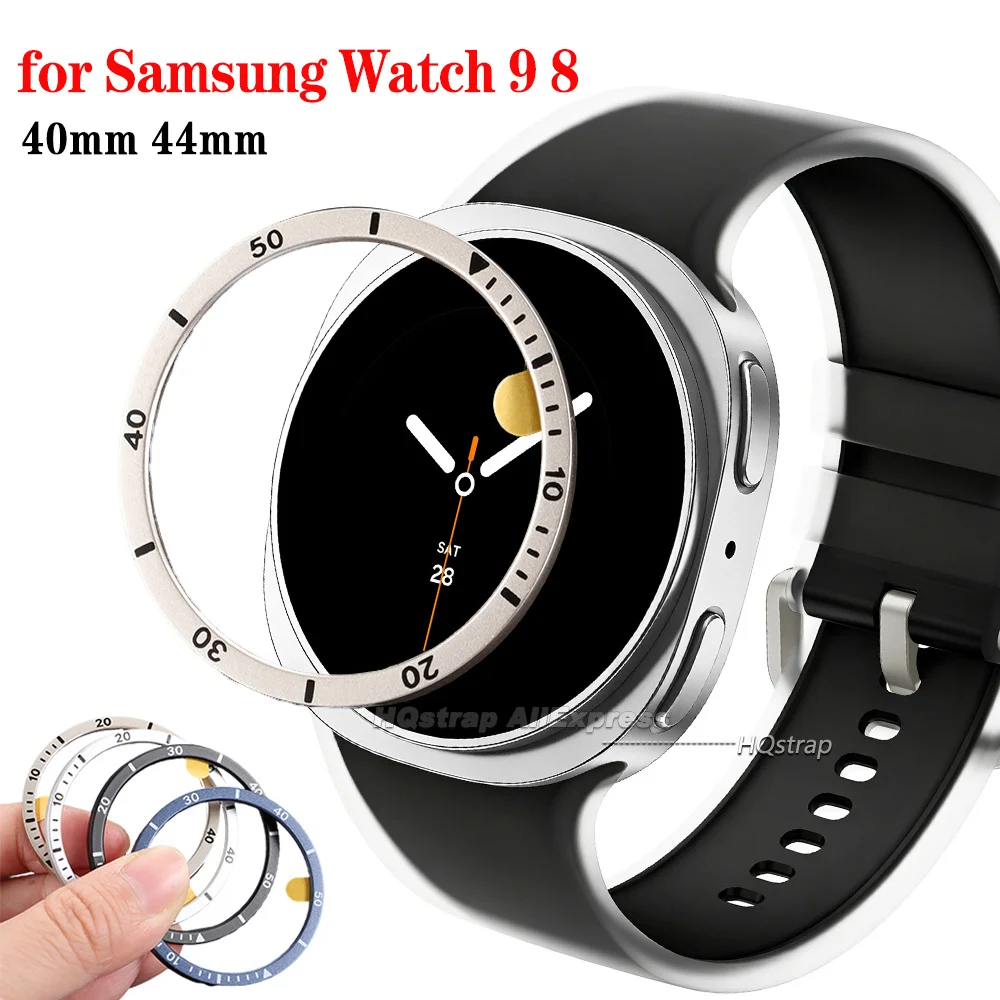 Watch Bezel for Samsung Galaxy Watch 9 8 40mm 44mm Bracelet Metal Time Scale Ring Protective Surface Frame Watch Accessories
