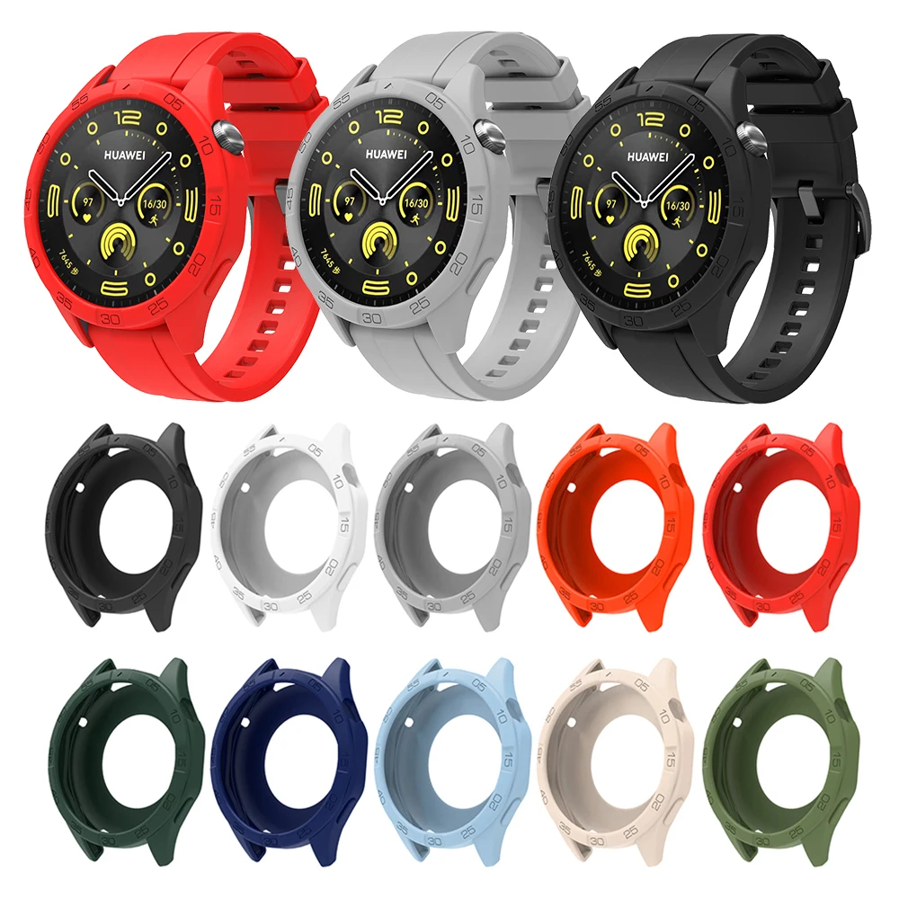 Silicone Strap For Huawei Watch GT4 46mm Smart Watch Band + Protective Case