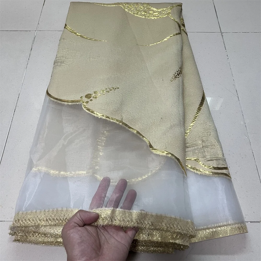 

High Quality 2025 African Nigerian Organza Embroidery Tulle Lace Fabric Guipure Party Gown Dress Brocade Jacquard 5Yard YXZ186