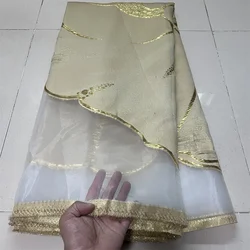 High Quality 2025 African Nigerian Organza Embroidery Tulle Lace Fabric Guipure Party Gown Dress Brocade Jacquard 5Yard YXZ186