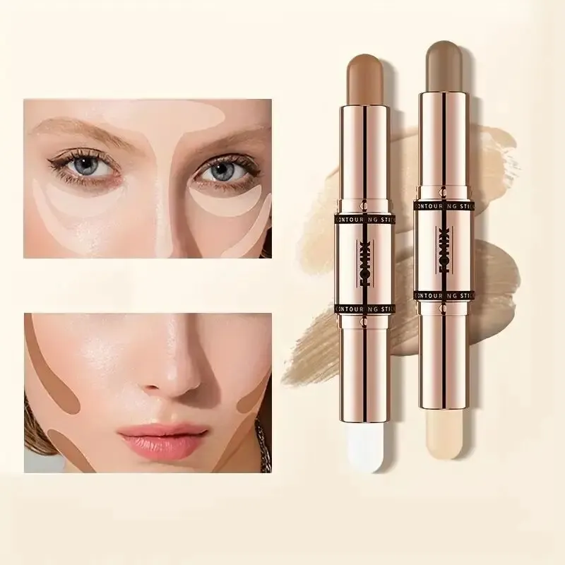 Natural Double-head Contouring Stick Matte Nose and Side Shadow Highlighting Pen for Dual Purpose Brightening and Contouring