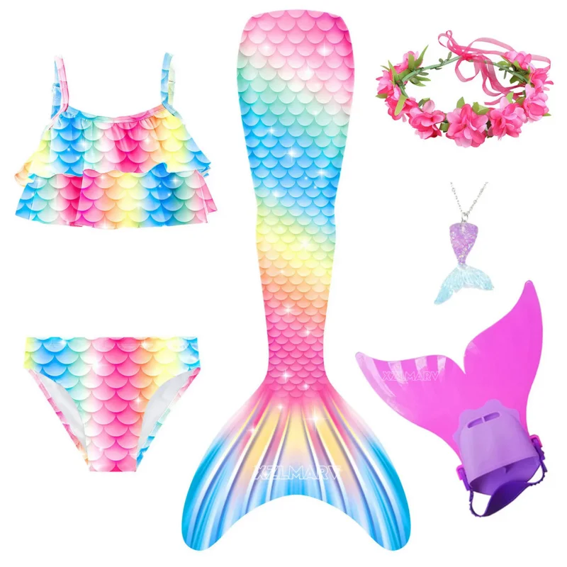 Traje de baño de cola de sirena para niña, traje de baño de dos piezas, ajuste cómodo, traje de baño de sirena, ropa de playa, Bikini de Cosplay de Halloween