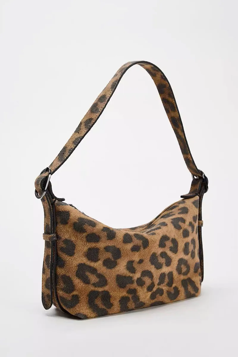 New Frosted Vintage Leopard Print Women's Bag Shoulder Bag Solid Color Simple Casual Commuter Bags Autumn Retro Hot Selling