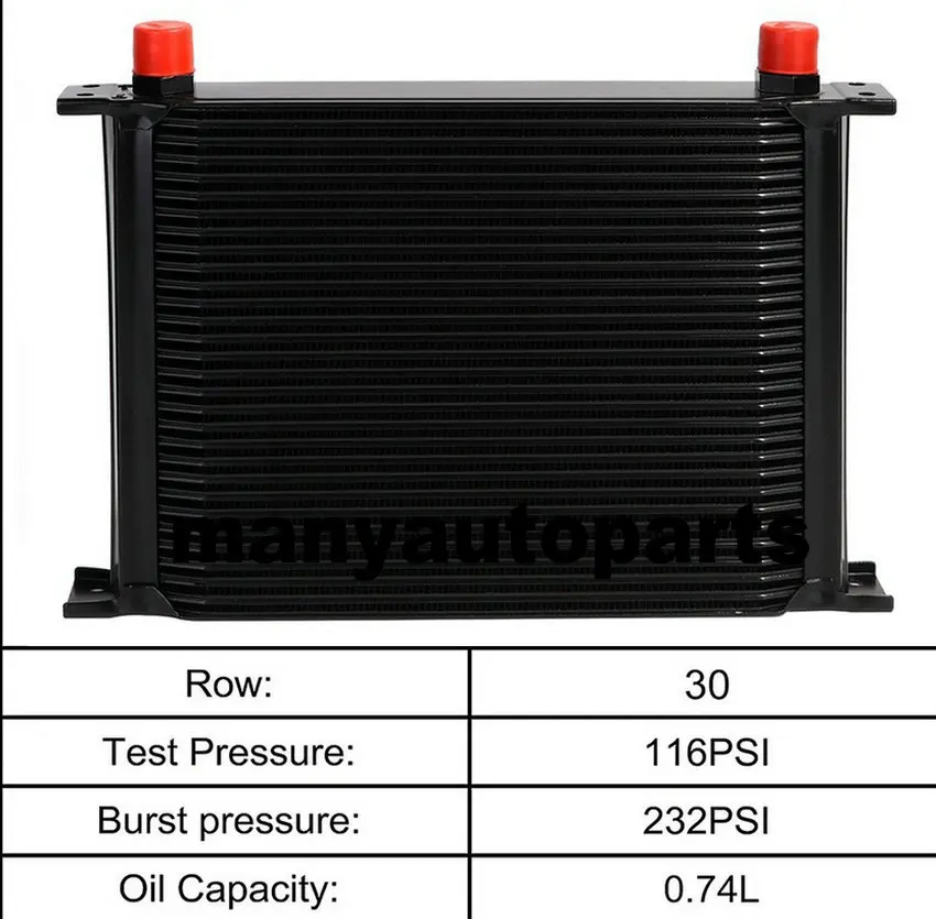 30 Rows Oil Cooler 10AN Stacked Plate Transmission Engine Cooler Universal Black