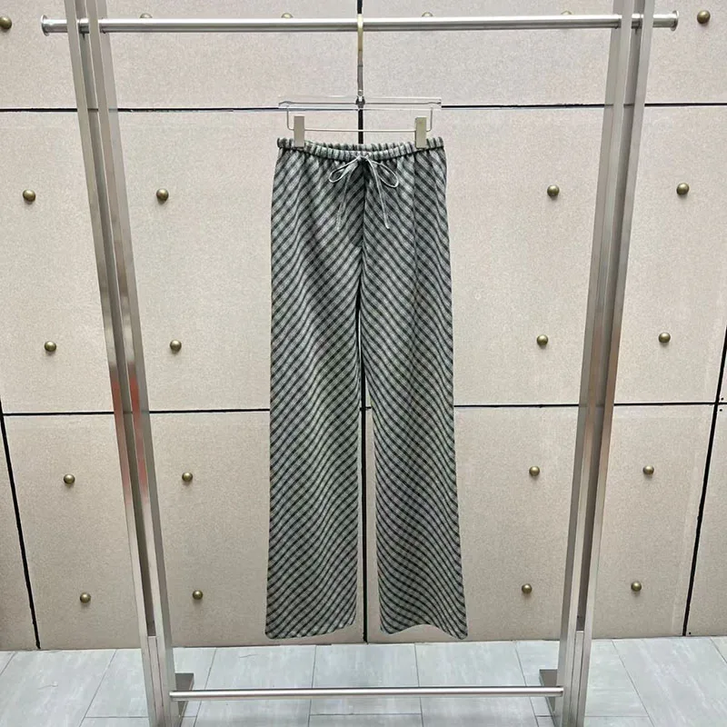 Women's Checkered Pants, Casual and Versatile Drawstring Straight-Leg Pants, High-Quality Wide-Leg Pants, 2026, New Arrival, Y2K