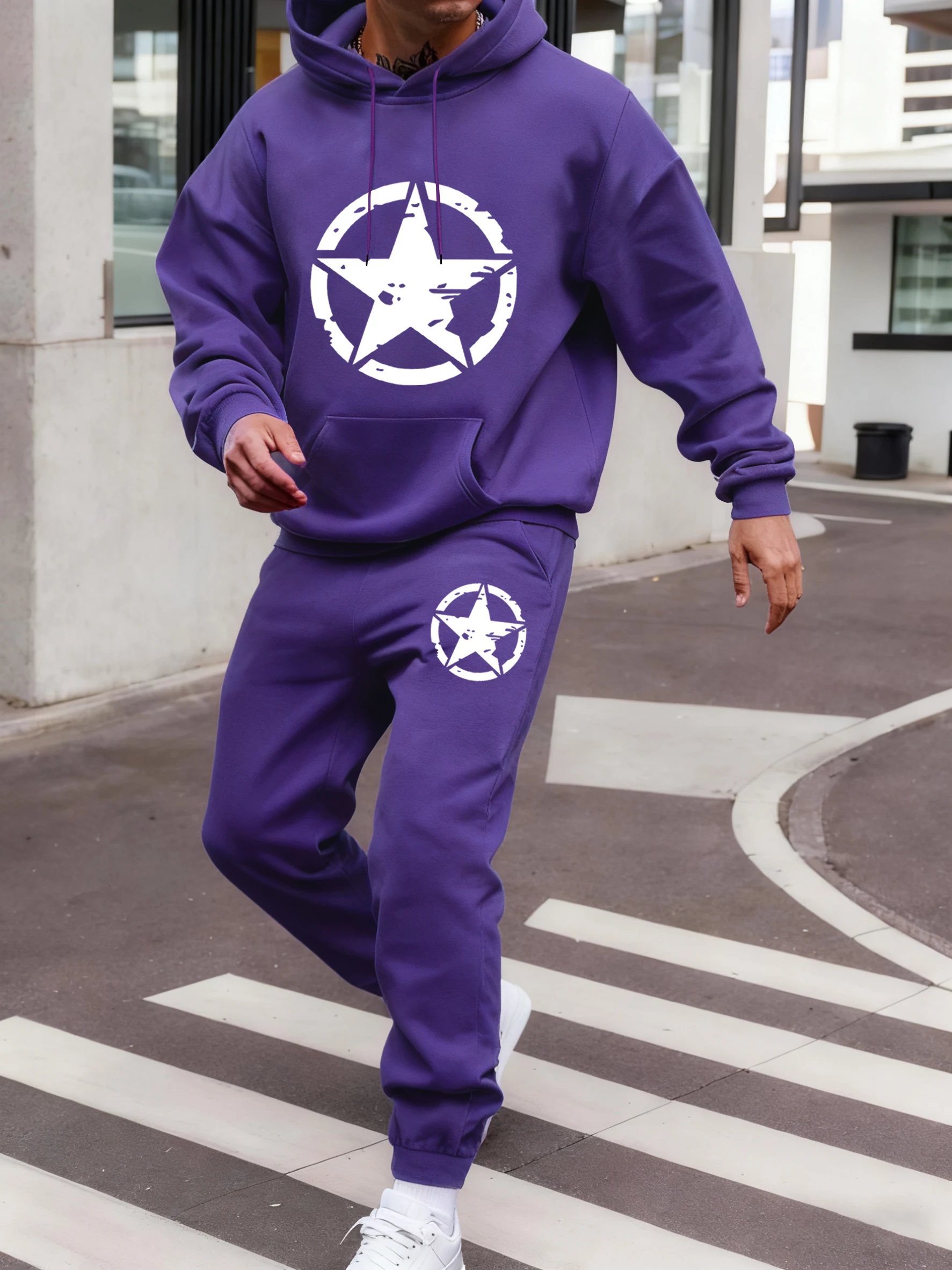 

Circle And Pentagram Creative Print 10 Color Hoody Set Man Pocket Casual Sweatshirt Fleece Loose Sweatpant Autumn Jogging Pants