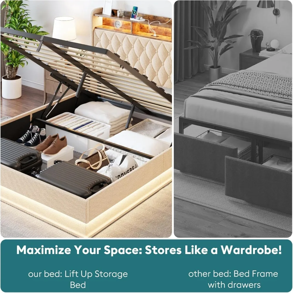 RedLemon 48Inch Gaming Desk, Electric Standing Desk with Height Adjustable, Power Outlets, LED Lights, Keyboard Tray, and Monito