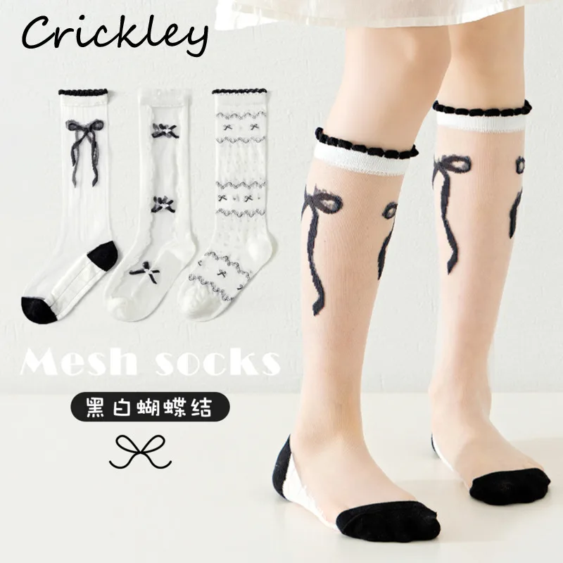 

3 Pairs/Lot Bow Lace Girls Princess Stockings Summer Autumn Transparent Ruffles Children Socks Fashion Soft Kids Socks