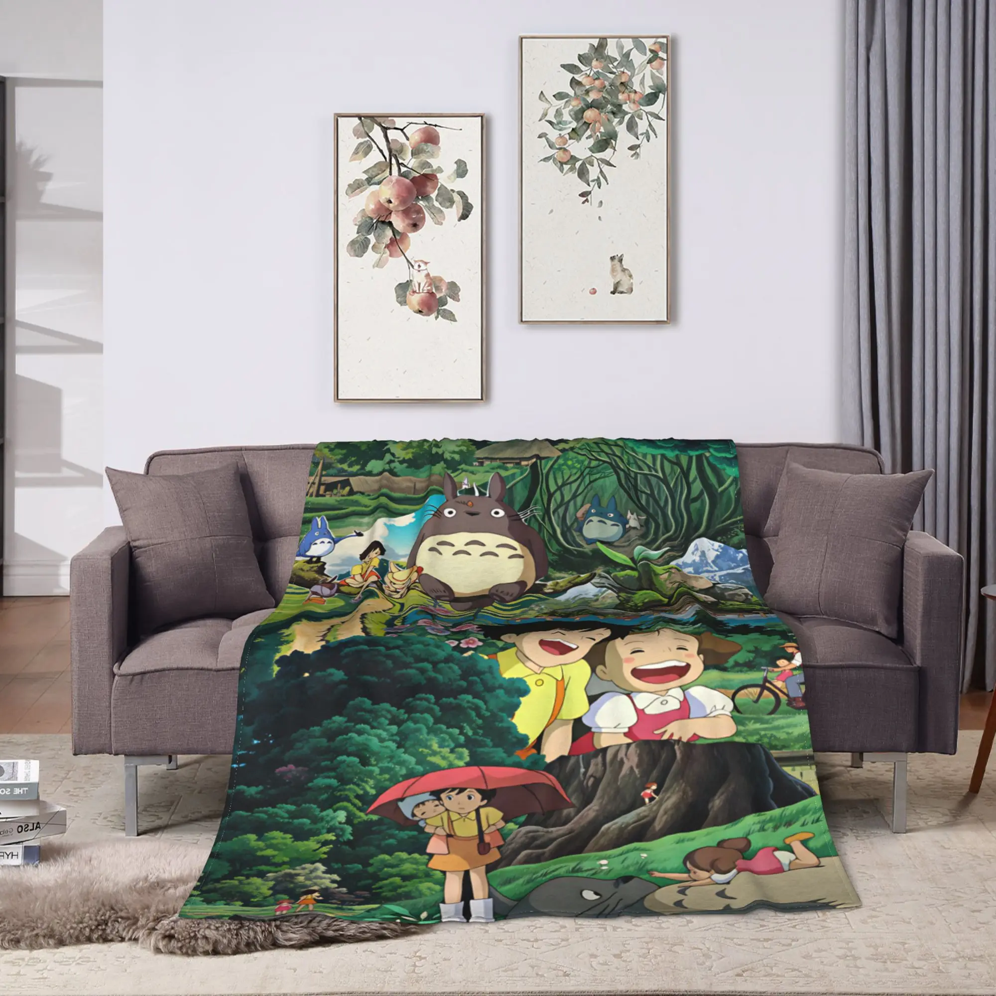 Totoro Blankets  Soft Fluffy Plush Bedding Throws For Couch Bed Travel Flannel Bedspread Bed Cover