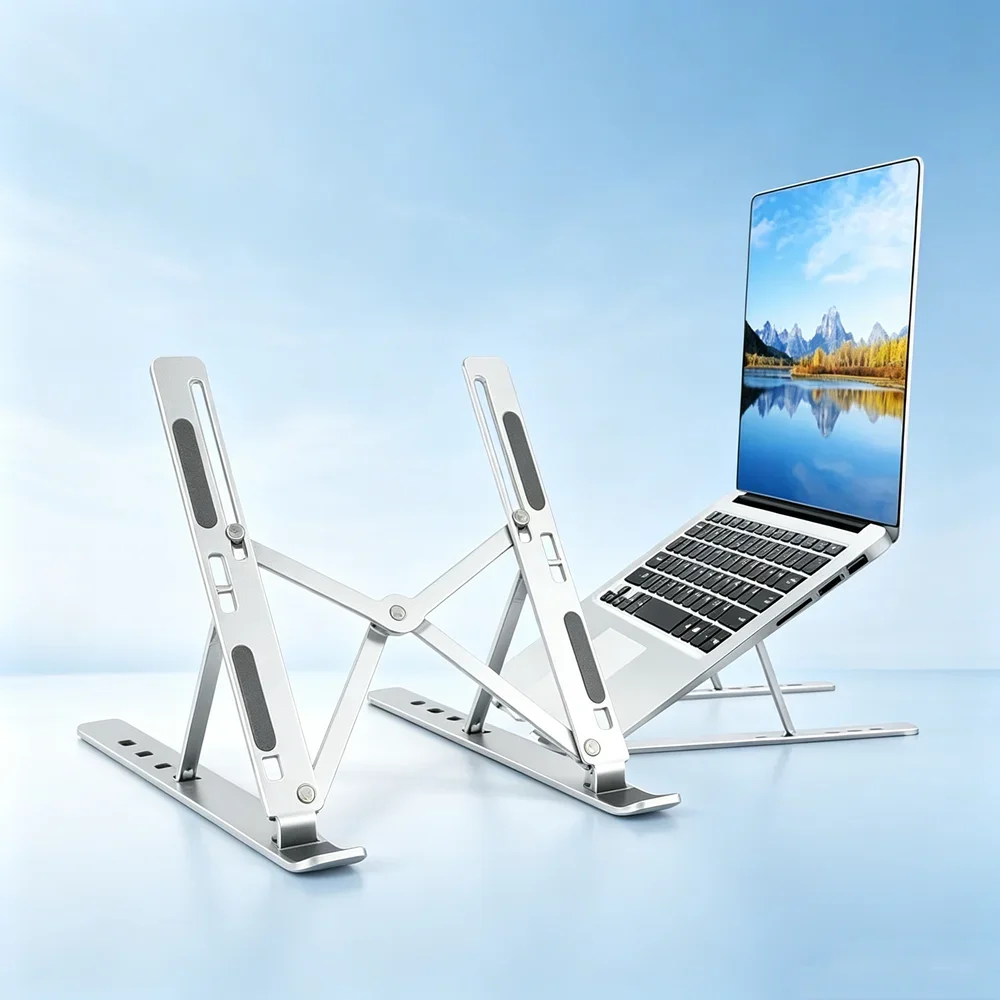 Adjustable Foldable Ergonomic Laptop Stand, Portable Multi-Angle Tilting Notebook Holder for Desk Office Use