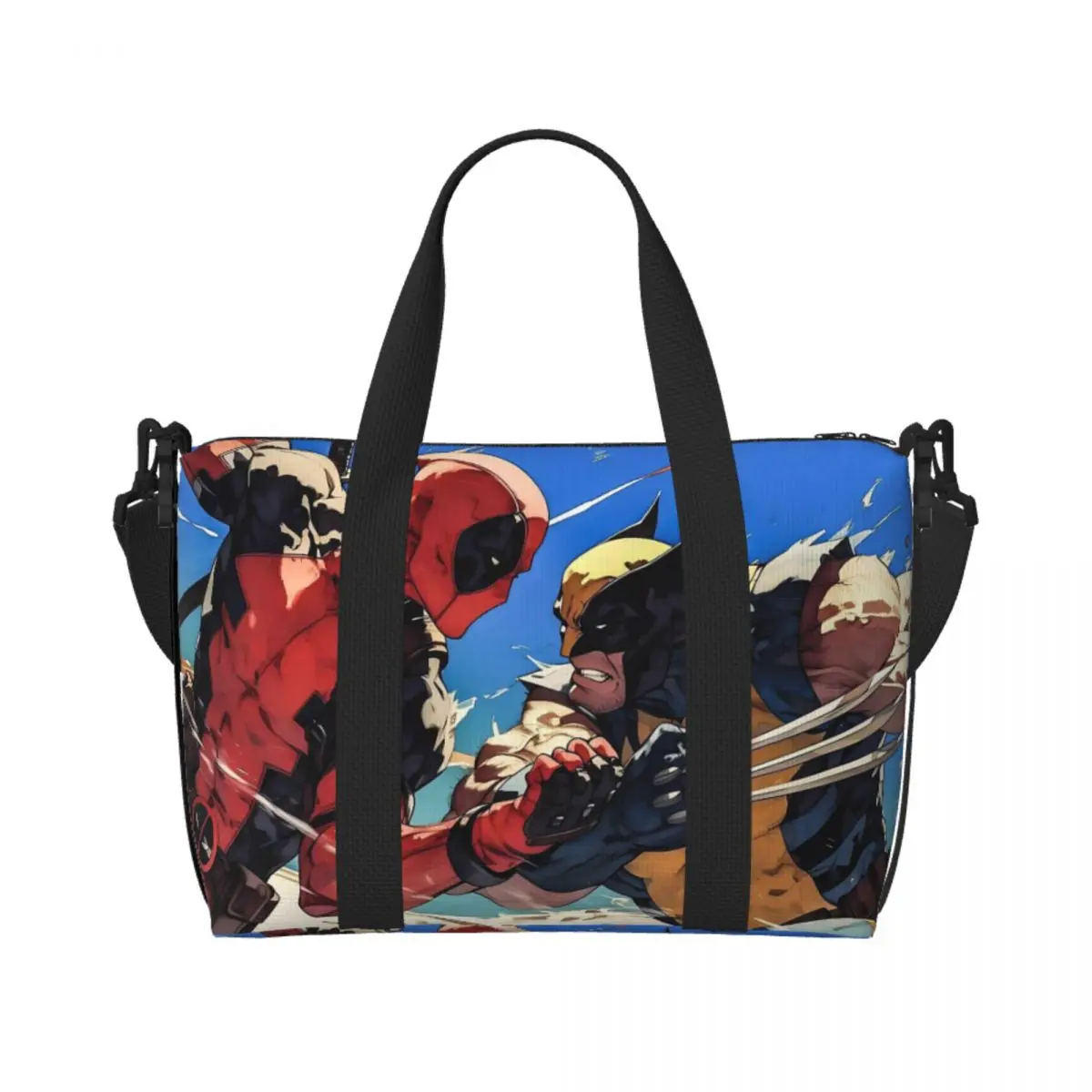 

Винтажная пляжная сумка-тоут с изображением Росомаха на заказ, женская винтажная пляжная дорожная сумка с большим отделением в стиле аниме для спортзала