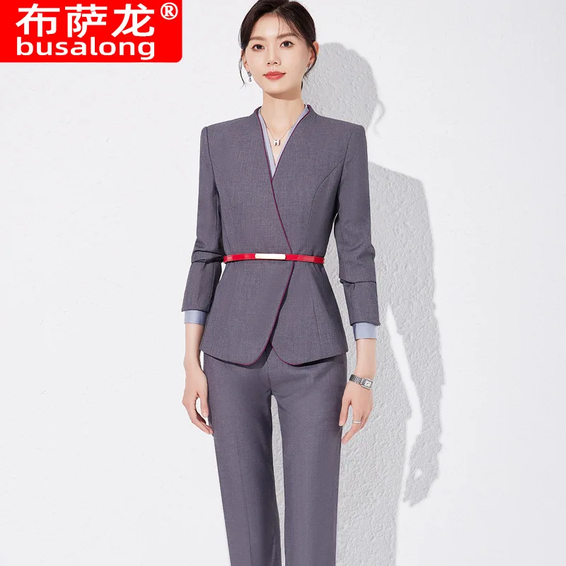 Business Suit Spring and Autumn Hotel Manager Reception Office Formal Suit Beauty Salon Workwear High-End Suit