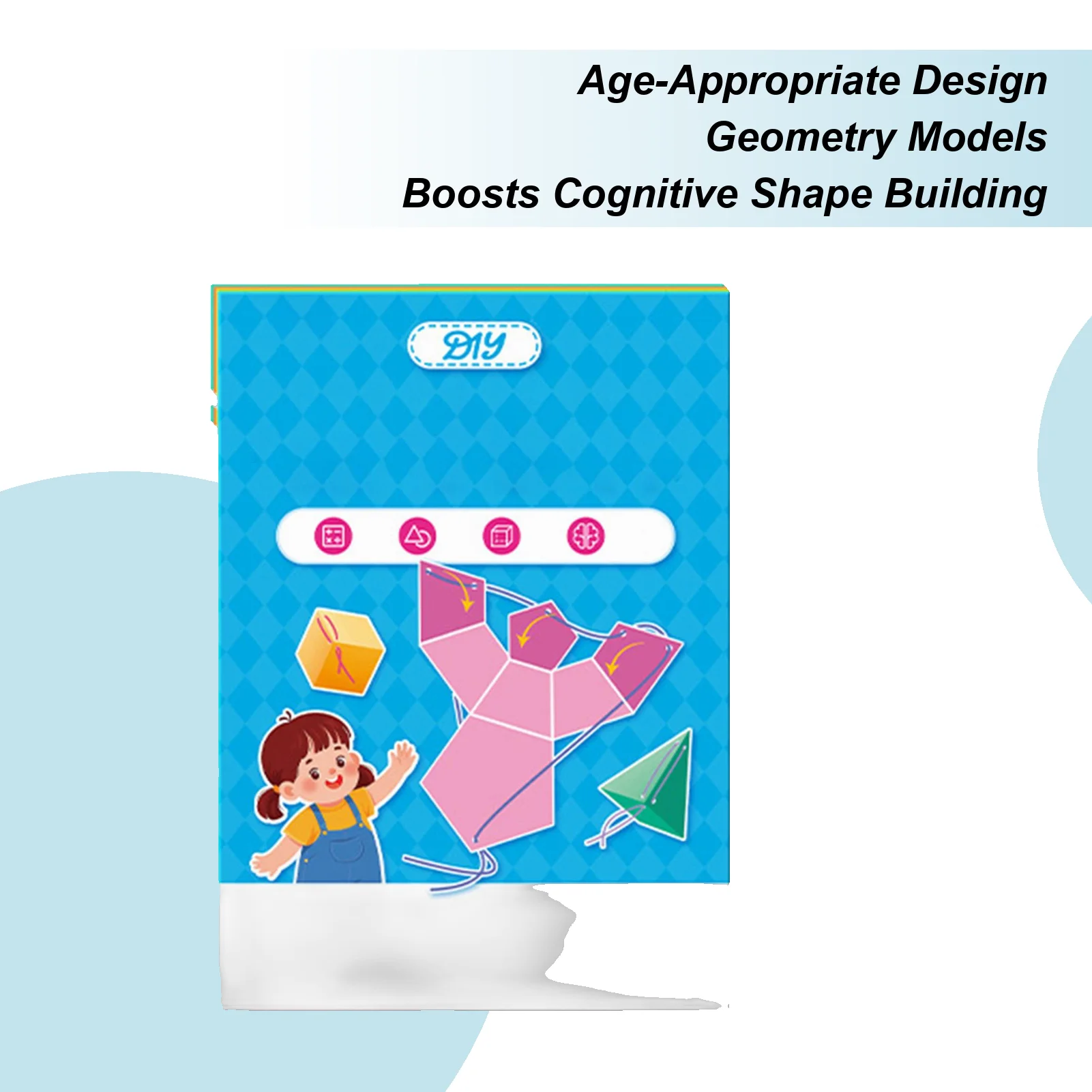 Livre de géométrie à ficelle à tirer, Kit de mathématiques en forme 3D avec 12 modèles, jouet interactif pratique pour l'éducation, centre de mathématiques, salle de jeux, salle de classe