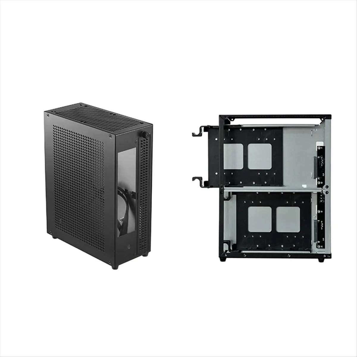 A10I Desktop Chassis ITX Computer Case Mini NAS Computer Case Dual 3.5-Inch Hard Drive Front USB3.0 TYPEC Interface Silver
