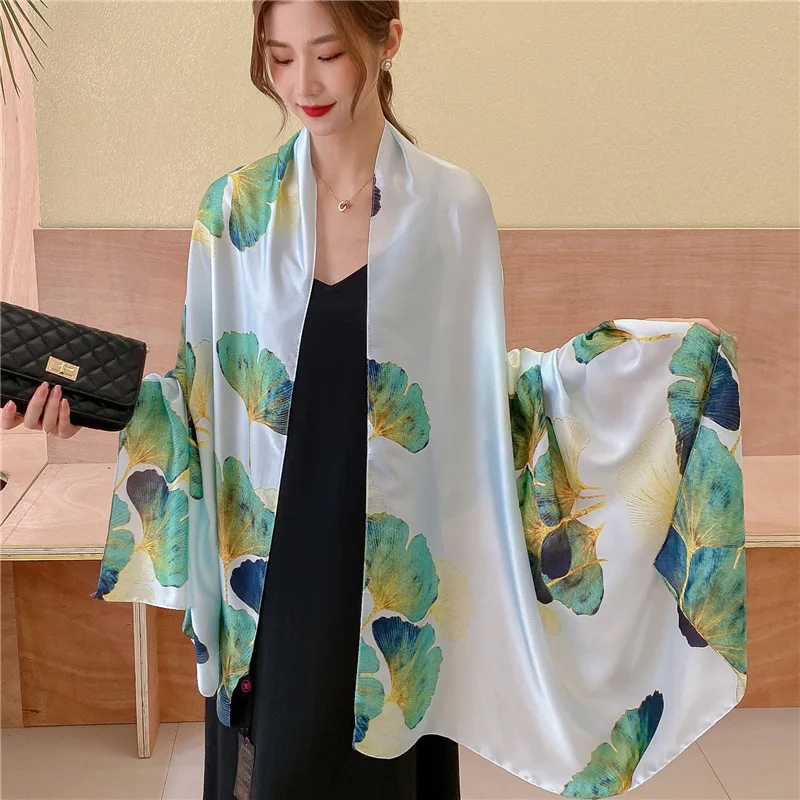 

2024 Fashion Printing Silk Scarf Luxury Spring Autumn Bandanna Foulard Muffler Travel Sun Protection Scarves Wrap for Mom Shawl