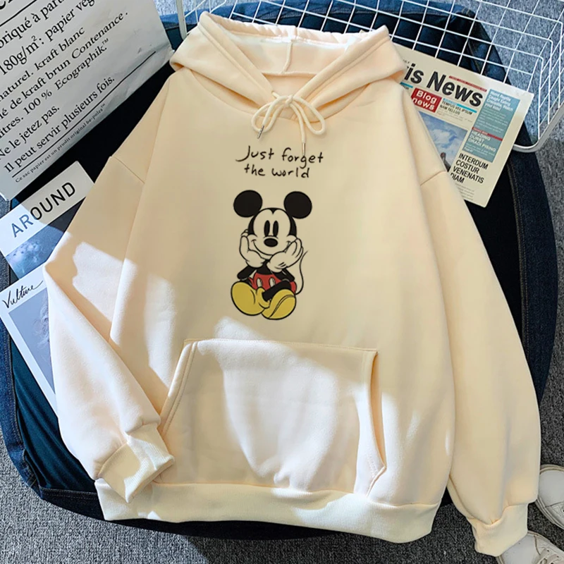 Sudadera Kawaii de Mickey y Minnie Mouse para mujer, ropa con capucha, Top Harajuku, sudaderas con capucha, ropa de Hip Hop de gran tamaño