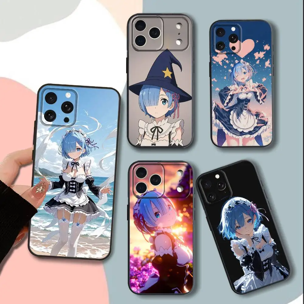 

Anime R-Re ZeroS Rem-S Phone Case For iPhone 15,13,16,12,11,17,14,Plus,Pro,Max,XS,XR,X,SE,Mini,Soft Silicone Black Cover