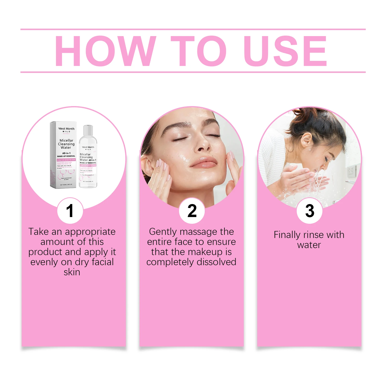 WestMonth ジェントル メイクアップ リムーバー フェイシャル メイクアップを溶解 ソフト クレンジング ジェントル クレンジング クリーンで非刺激性 2 個