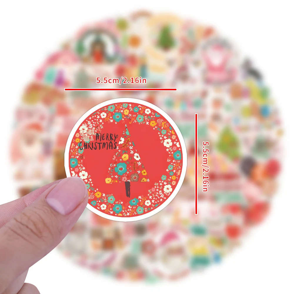 

10/30/50/110pcs Bohemian Christmas Santa Claus Stickers Cute Snowman Cartoon Sticker Phone Notebook Wall Skateboard Toy Decals