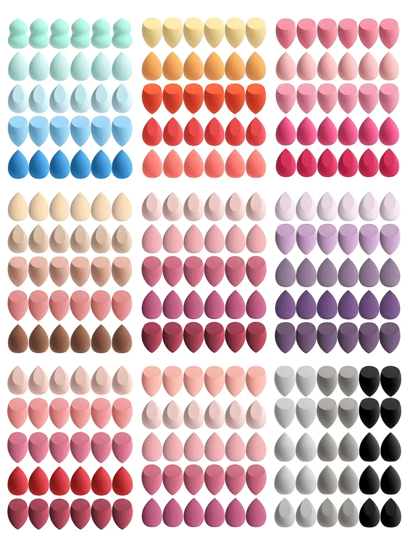 30 Beauty Eggs (make-upsponzen) Foundation Make-up Gemengde schoonheidsspons, vloeibaar, crème en poeder zonder vlek, meerkleurig C
