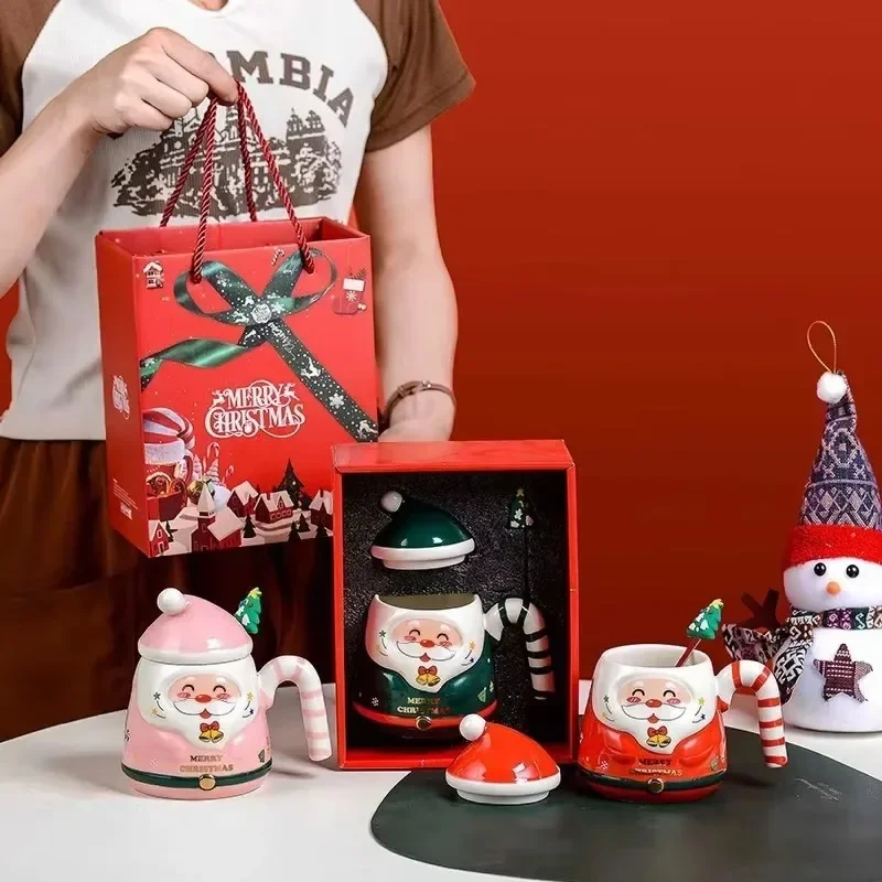 Set regalo di tazze e piatti natalizi festivi-bicchieri di babbo natale in ceramica