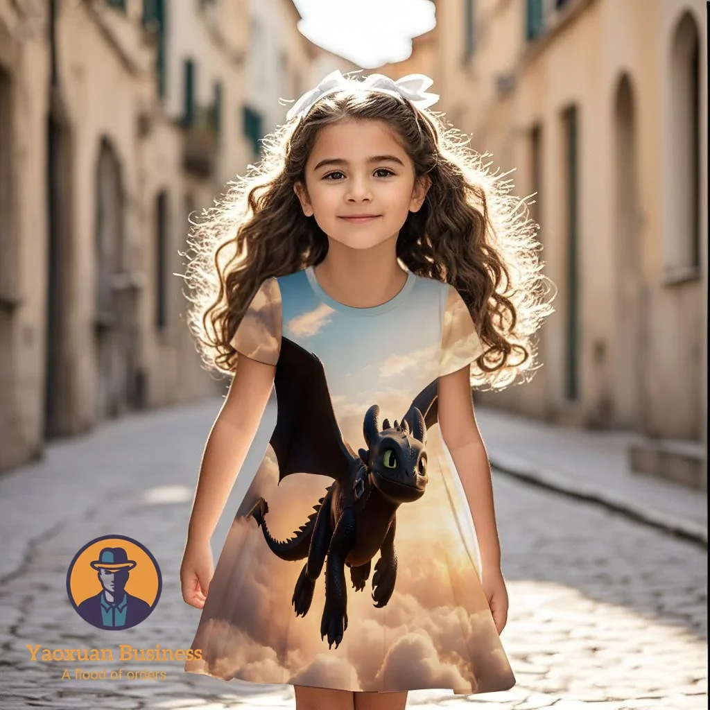 

3D-платье «Как приручить дракона», модное детское платье с мультяшным принтом для девочек-подростков, новое летнее бестселлерное модное платье