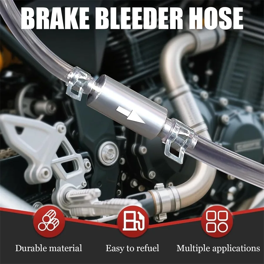 

Universal Motorcycle Brake Fluid Bleeder Hose One Way Check Valve Bleeding Tube Kit Motorbike Hydraulic Brake Clutch System Tool