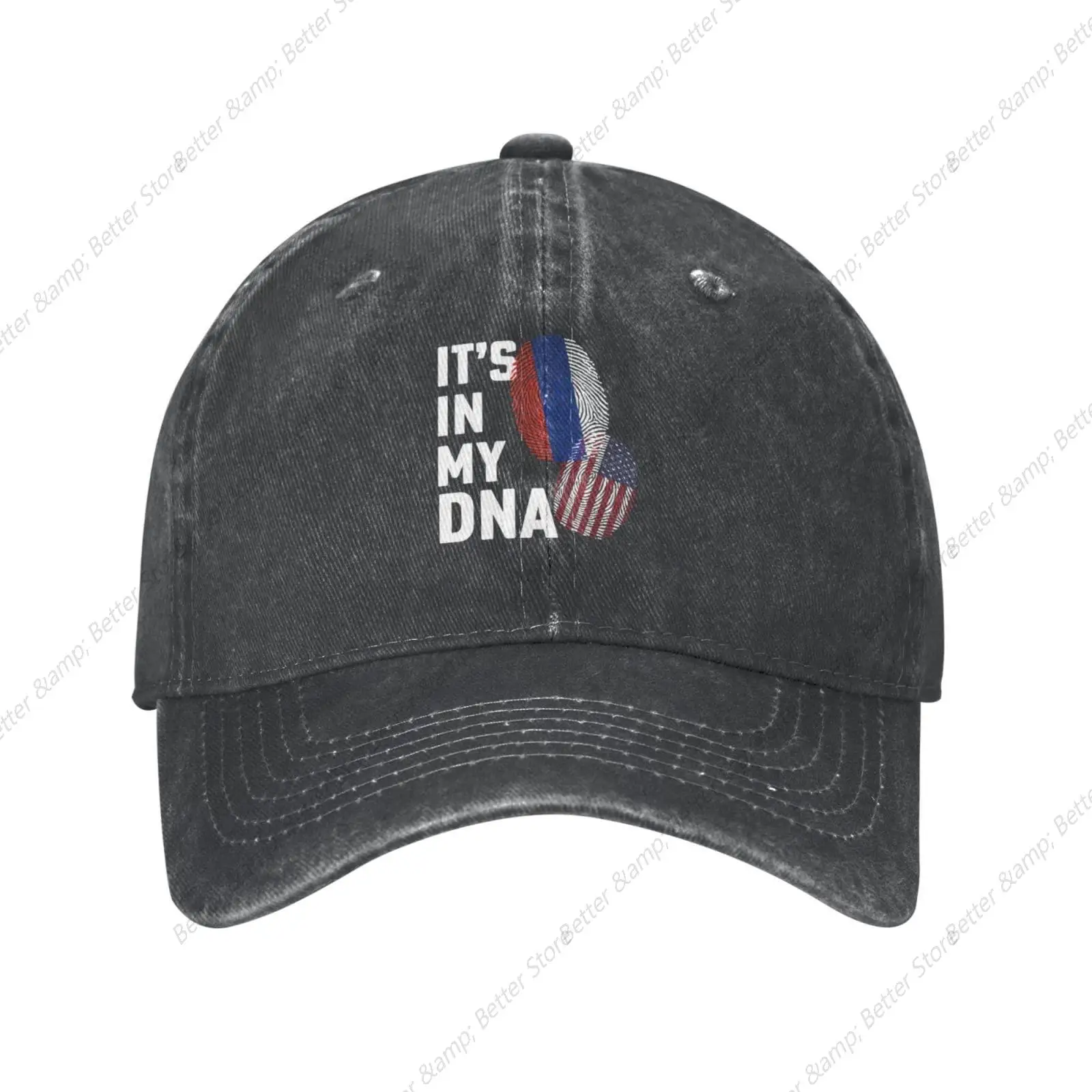 Russia It's in My DNA Baseball Cap for Men Women Adjustable Washed Vintage Dad Hats Black